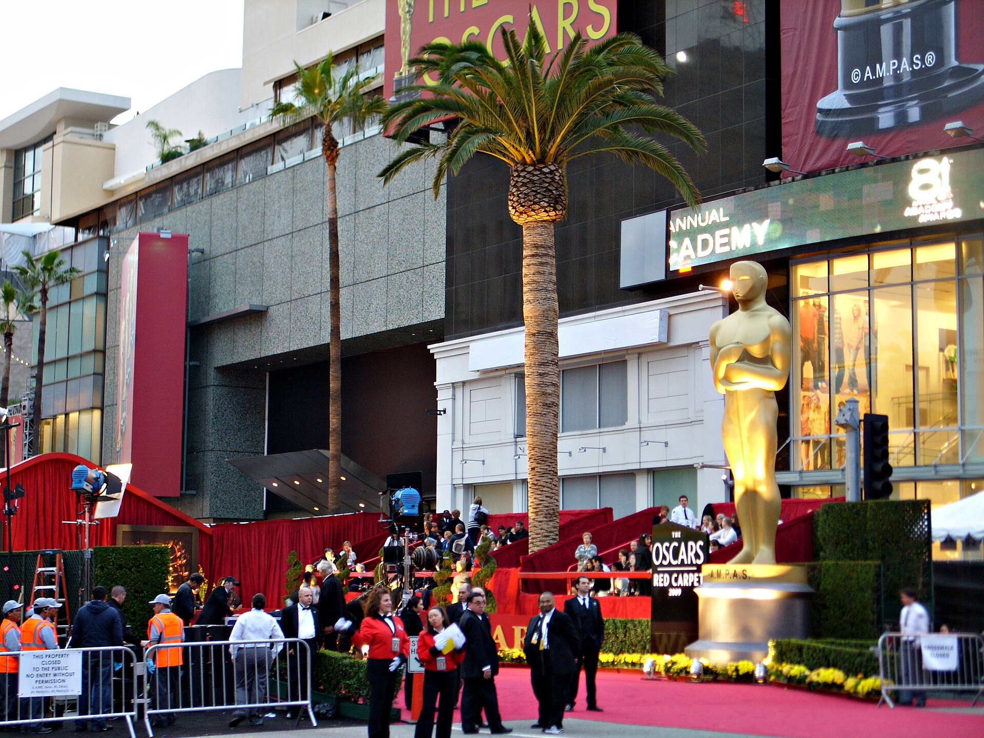 The red carpet at the intersection of Hollywood and Highland during the 81st Academy Awards Ceremony