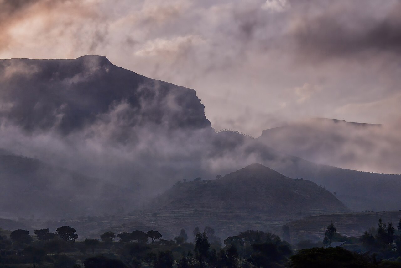 Mountains and cloud over the Tigray region of northern Ethiopia