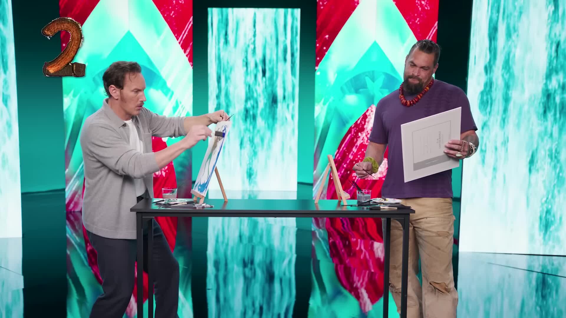 Jason Momoa & Patrick Wilson Try Painting Each Other Aquaman & the Lost Kingdom Max