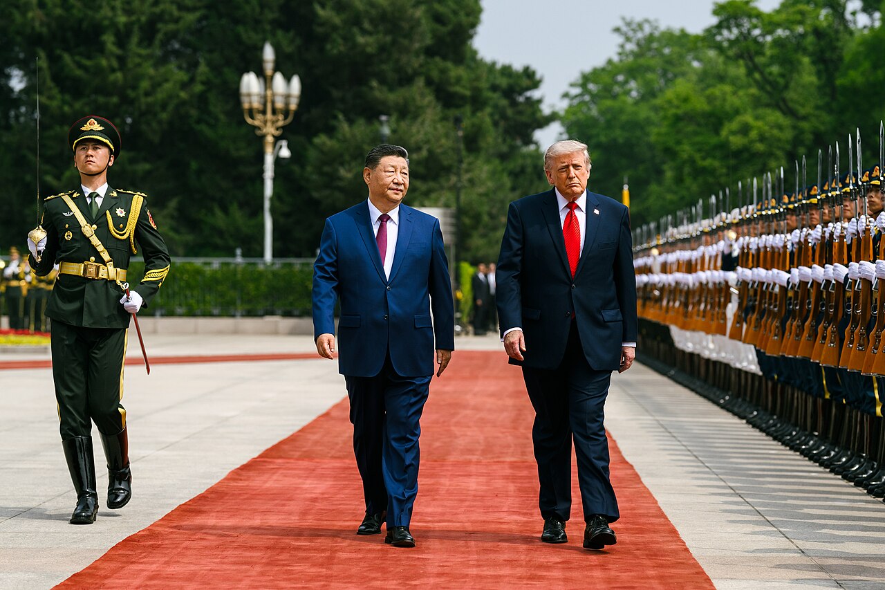 Donald Trump and Xi Jinping at a welcome ceremony in Beijing